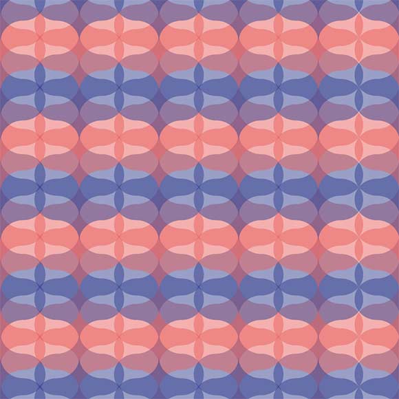 Abstract orange and blue geometric shapes seamless vector pattern