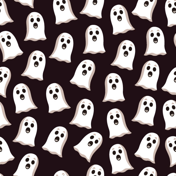 Dark Halloween Cartoon Ghosts Pattern | Edit Vector Online