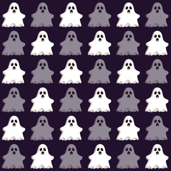 Halloween Cartoon Ghosts on Purple Pattern | Edit Vector Online