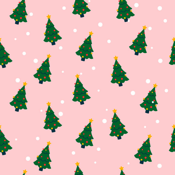 Festive Christmas Trees and Snow Seamless Pattern | Edit Vector Online