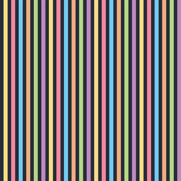 Multicolor lines in a row on black background. Seamless vector pattern