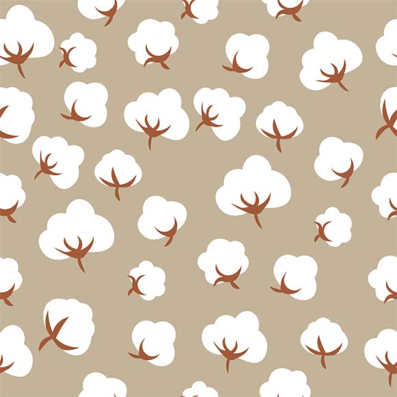 Cotton flowers seamless vector pattern