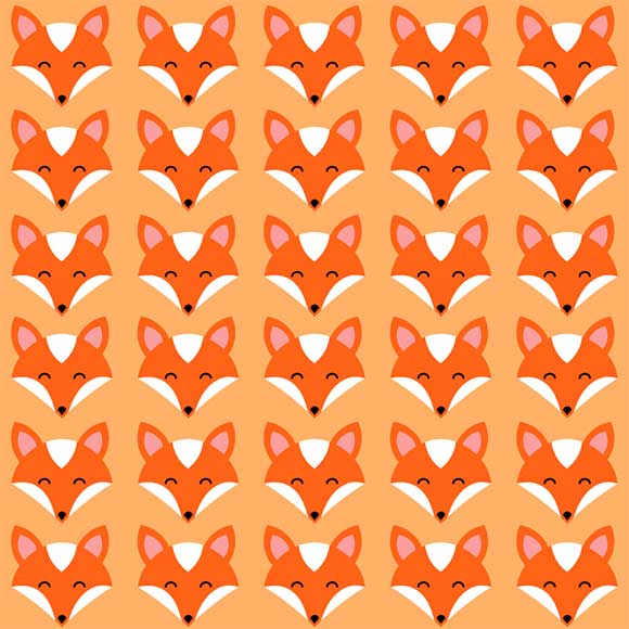 Cute fox face seamless pattern
