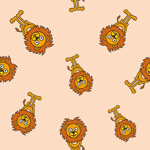 Cute lion cartoon pattern