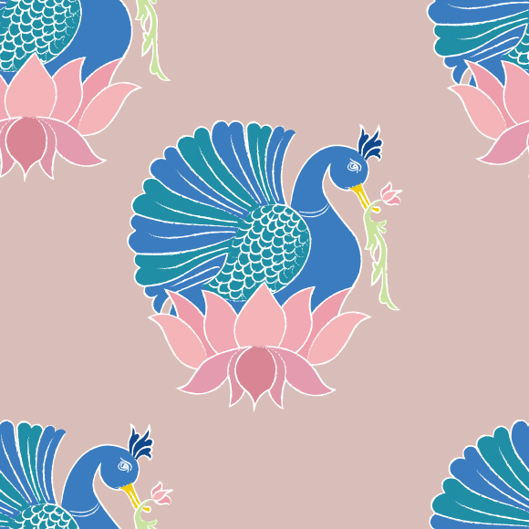 Decorative peacock vector pattern. Indian ethnic design background image