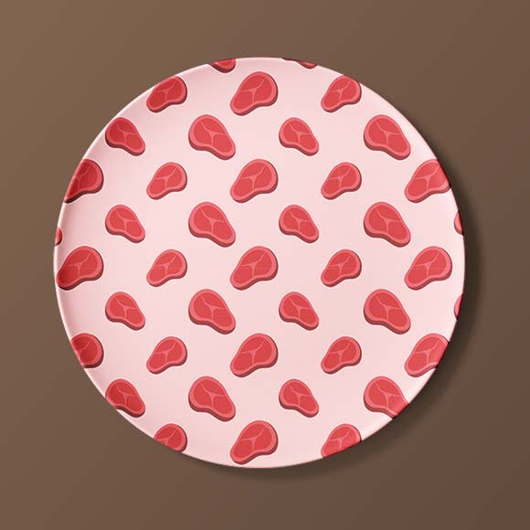 Raw Meat Slices Seamless Vector Pattern