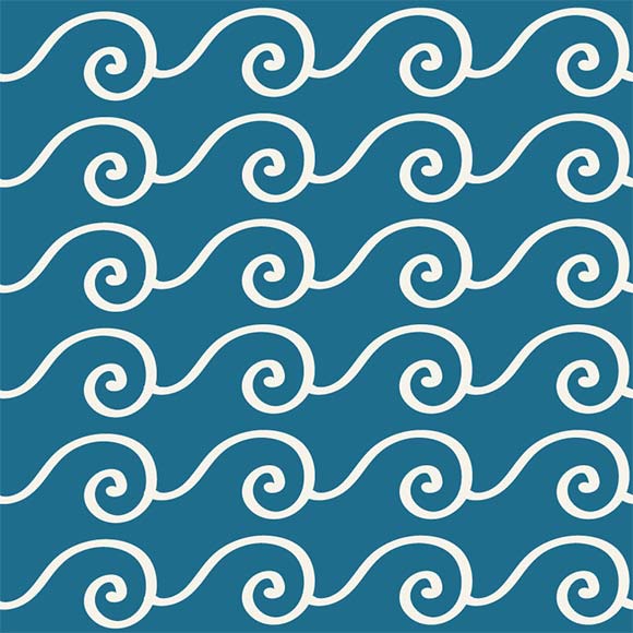 Hand drawn waves seamless vector pattern. Water backdrop background