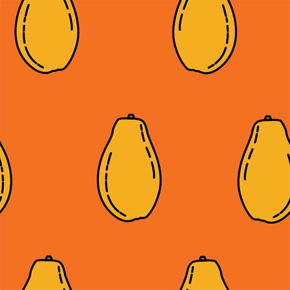 Papaya fruit seamless vector pattern. Fruit icon design background