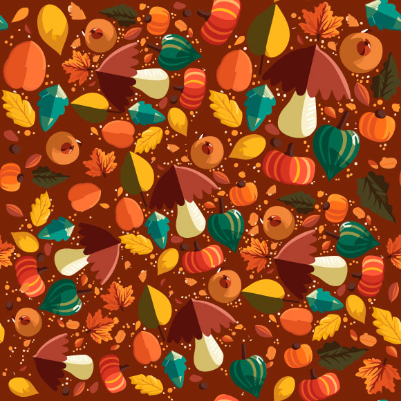 Pumpkin Acorn Fall Leaves Thanksgiving Theme | Edit Vector Online