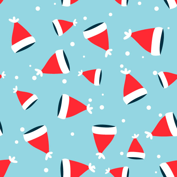 Whimsical Santa's Cap Mess Seamless Pattern | Edit Vector Online