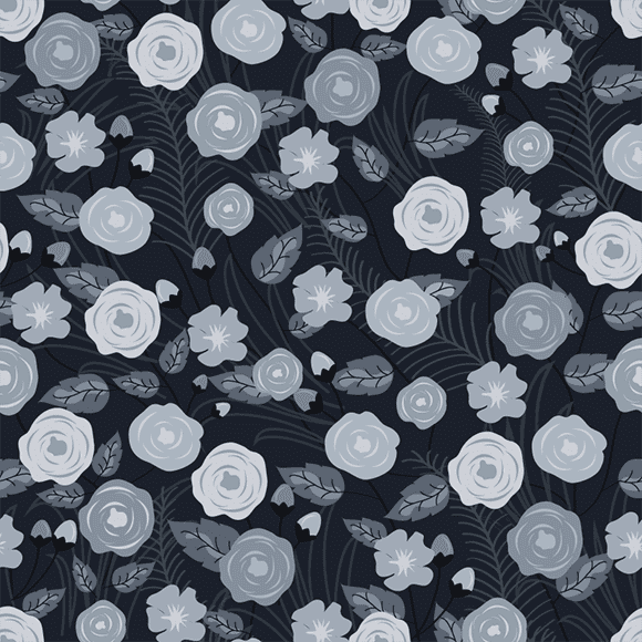 White and grey vintage rose flower with leaves seamless vector pattern