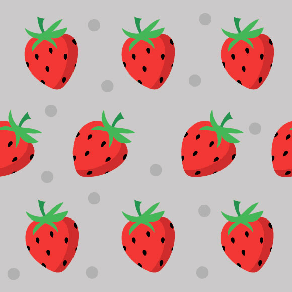 Strawberry seamless vector pattern. Hand drawn summer fruit background