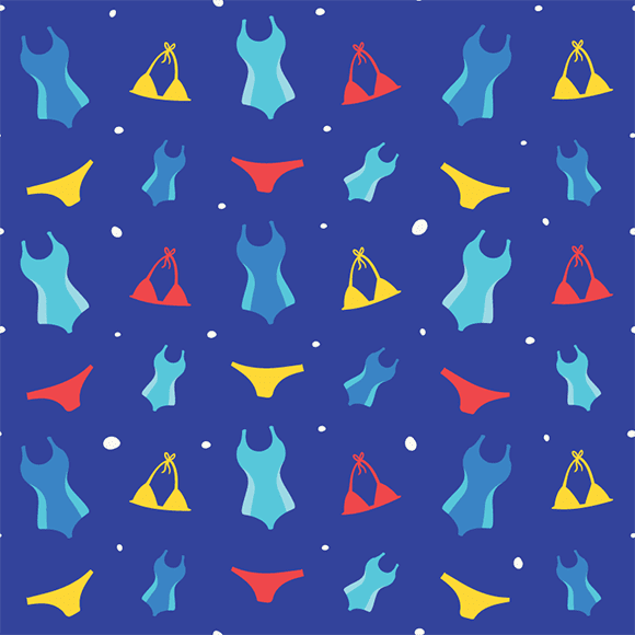 Swimwear seamless vector pattern. Colorful summer dress background