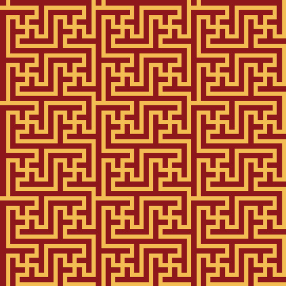 Swastika base red and gold ornament pattern