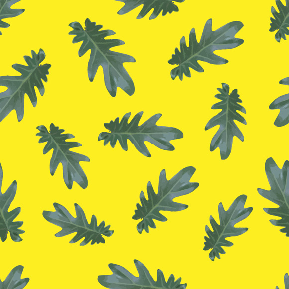 Tropical Aesthetic Green Leaves on Yellow Background | Free Download -  WowPatterns
