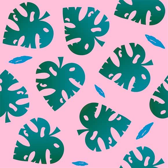 Tropical palm leaves seamless vector pattern. Summer monstera background