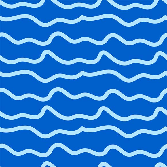 Abstract water wave seamless pattern. Horizontal nautical background