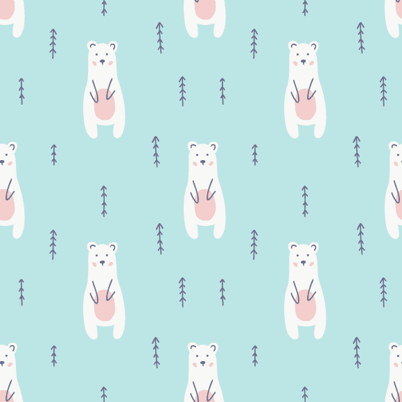 Polar bear vector seamless pattern. Cute kids illustration designs